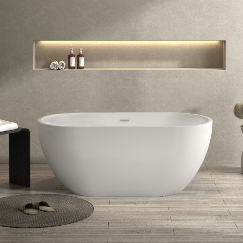 Lifestyle image of the Sanctuary Orelle 1500mm x 680mm Matt White Double Ended Freestanding Bath